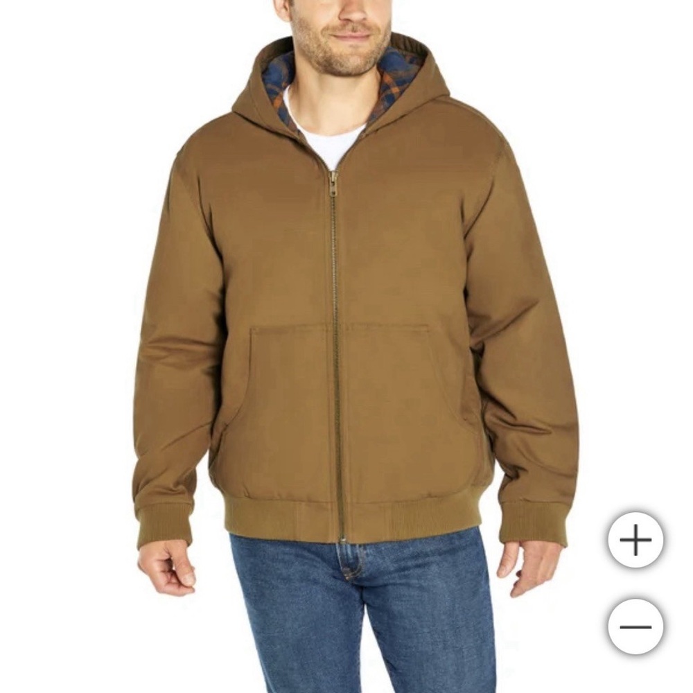 Woolrich Jacket Brown Canvas Flannel Lined Hood Barn Chore Coat, Men's XXL NWOT
